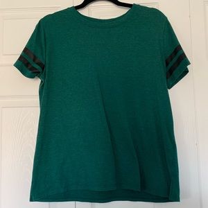 Forever 21Green tee with stripes on sleeves